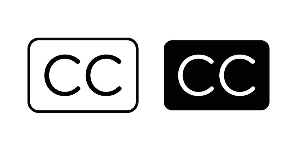 Closed caption icon black vector isolated on white Stock Illustration
