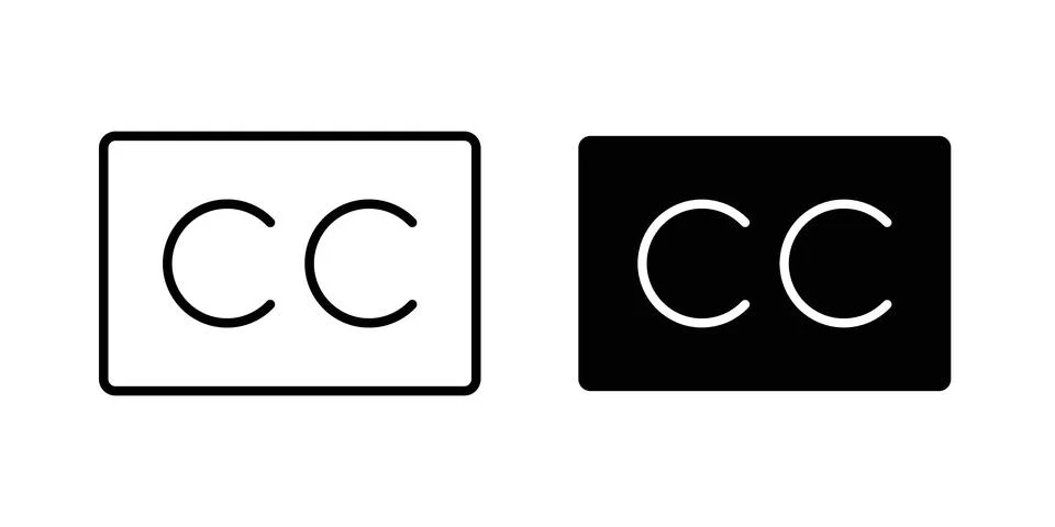Closed caption icon solid, line, and editable vector set. Stock Illustration