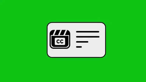 Closed captions icon animation appearing on a white card against a chroma k.. Stock Footage 346497166