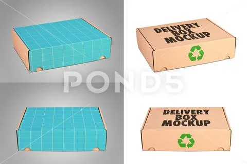 Closed card delivery Box isolated PSD Template