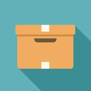 Closed cardboard box with handle and adhesive tape on turquoise background Illustration