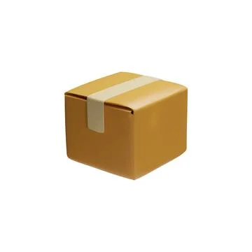 Closed cardboard box mockup vector 3D icon, carton transport packaging box Stock Illustration