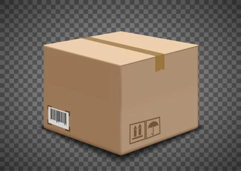 Closed cardboard box. Packing isolated on a transparent background Stock-Illustration