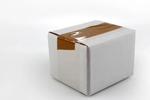 Closed cardboard box on plain background Stock Photos
