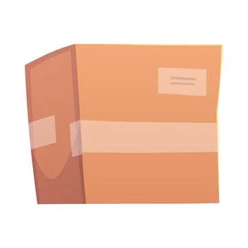 Closed cardboard box vector flat icon, carton packaging box wrapped scotch tape 스톡 일러스트