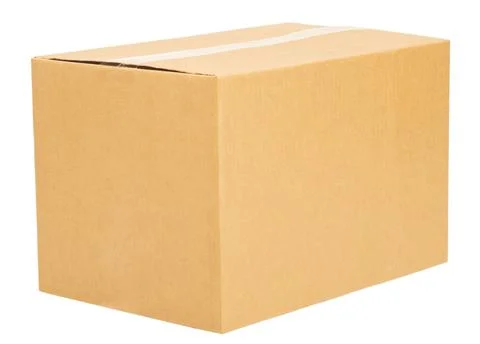 Closed cardboard box on white background isolate Stock Photos