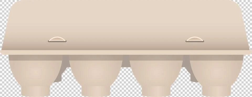 Closed cardboard container designed to hold a half dozen eggs, shown in a f.. Stock Illustration