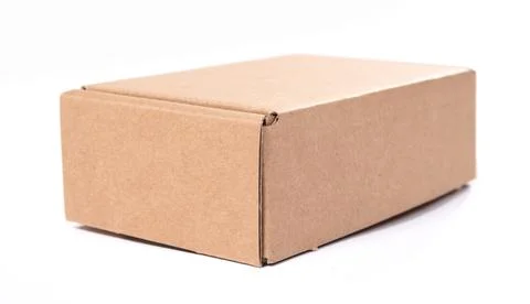 Closed cardboard small box isolated Stock Photos