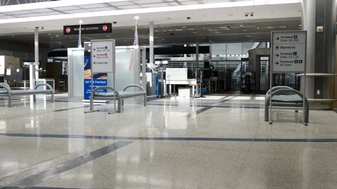 Closed checkpoint at IAH during COVID-19 Stock Footage 129293130