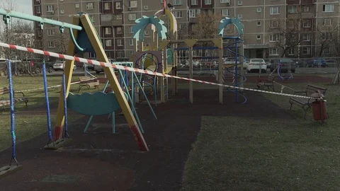 Closed children's Playground. Stock Footage 127936218