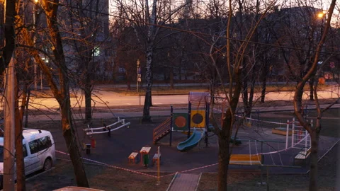 Closed children's Playground. Stock Footage 130459239