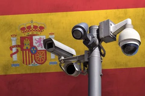 Closed circuit camera Multi-angle CCTV system against the background of the Stock Photos