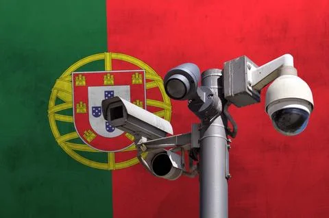 Closed circuit camera Multi-angle CCTV system against the background of the Stock Photos