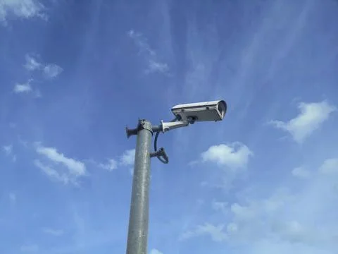 Closed circuit camera Split on the sky background Stock Photos