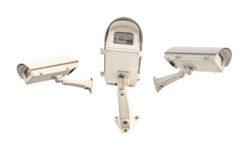 Closed circuit camera on white background  Stock Photos