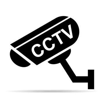 Closed circuit television camera shadow icon, CCTV video protection alert, ve Stock Illustration