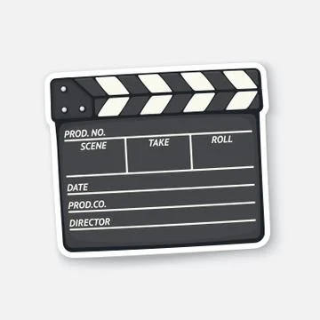 Closed clapperboard used in cinema when shooting a film. Stock Illustration