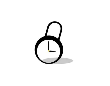Closed clock padlock logo on white background in vector illustration Stock Illustration