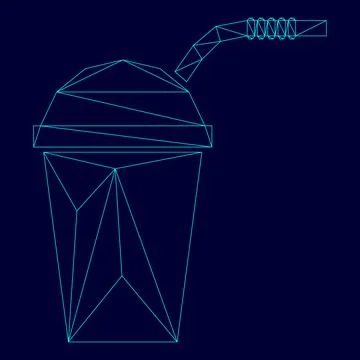 Closed container for hot cold drinks with straw low poly triangulation tria.. Stock Illustration