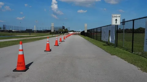 Closed COVID-19 Testing Site in Palm Beach County Florida Stock Footage 130585511