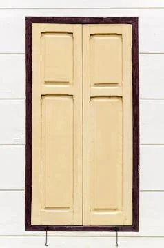 Closed cream window Stock Photos