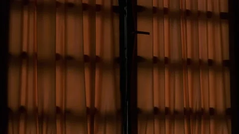 Closed curtains inside the house Stock Footage 160340746
