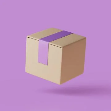 Closed delivery box 3d render illustartion. Isolated object Stock Illustration