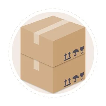 Closed delivery boxes on top of each other. Isolated objects. Vector Stock Illustration