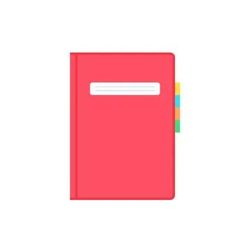 Closed Diary Notebook with Tabs Flat Vector Icon Stock Illustration