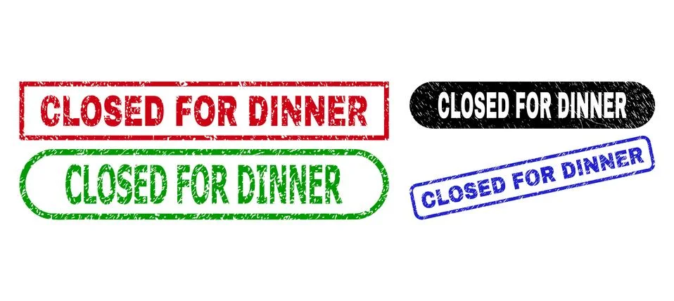 CLOSED FOR DINNER Rectangle Watermarks with Unclean Surface Stock Illustration