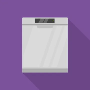Closed dishwasher icon, flat style Stock Illustration