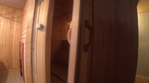 Closed door to the bath Stock Footage 88243409