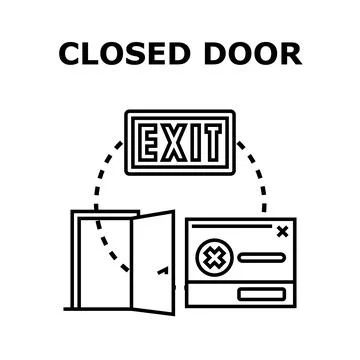 Closed door exit blocking and exclusion concept Stock Illustration