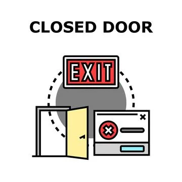 Closed door exit blocking and exclusion concept Stock Illustration