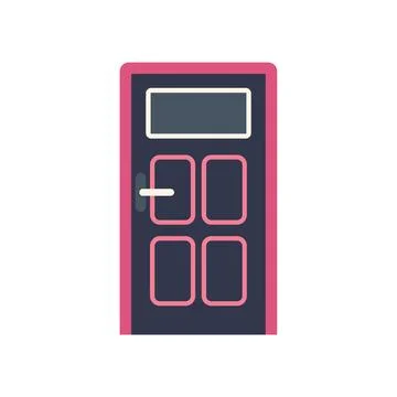 Closed door with frame and handle, modern interior design element Illustration