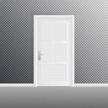 Closed door isolated on background. Vector entrance door Stock Illustration