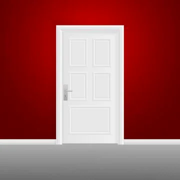 Closed door isolated on background. Vector entrance door Stock Illustration