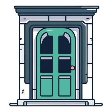 Closed door with modern frame 스톡 일러스트