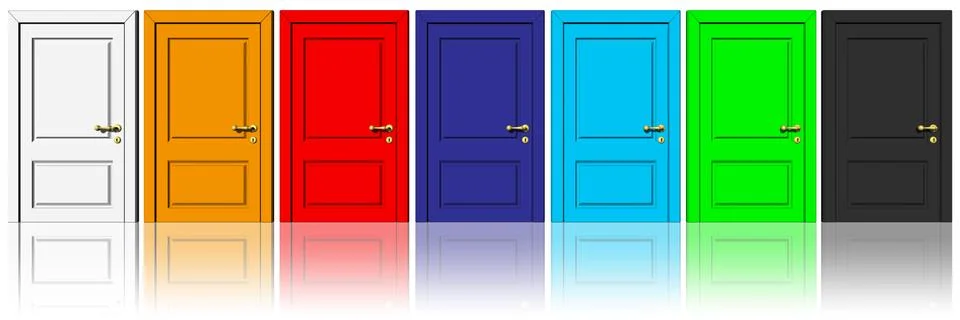 Closed doors colored white background - 3D illustration Stock Illustration