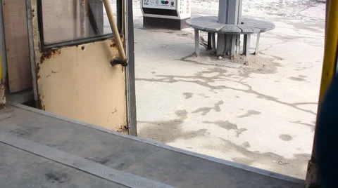 Closed doors in the old trolley Stock Footage 60125889