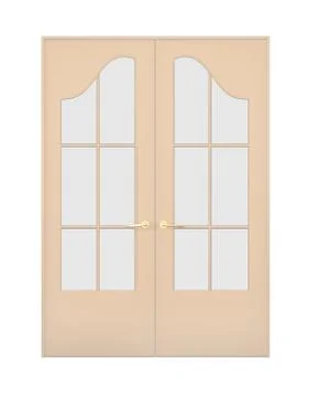 The closed double door with figured glasses Stock Illustration