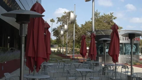 Closed Down Outdoor Cafe - Summer/Spring Stock Footage 131603727