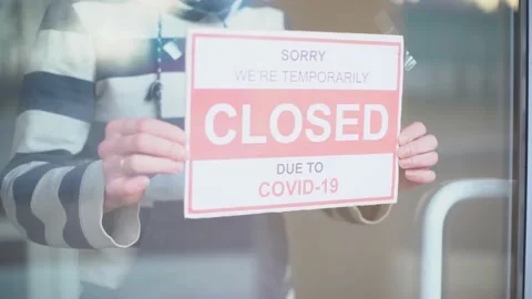 Closed due to covid sign Stock Footage 142946896