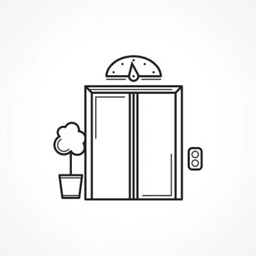 Closed elevator door black line vector icon Stock Illustration