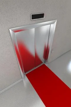 Closed elevator with red carpet Stock Illustration