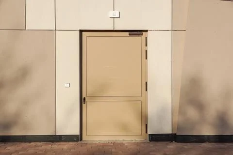 Closed emergency exit door, for quick evacuation Stock Photos