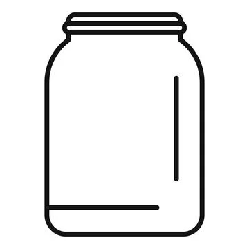 Closed empty canning glass jar preserving food storage outline icon Stock Illustration