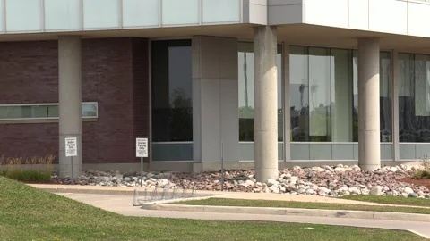 Closed empty office buildings on technology campus in COVID 19 pandemic Stock Footage 138785881