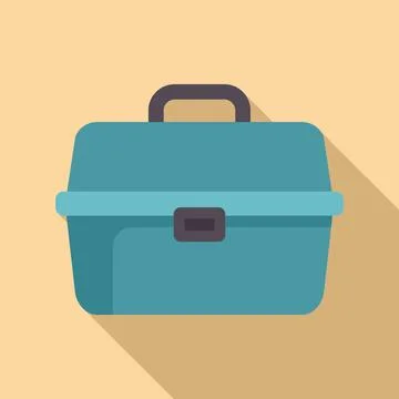 Closed empty plastic toolbox with handle for repairing Illustrazione stock