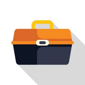 Closed empty toolbox with yellow handle flat design icon with long shadow Illustrazione stock